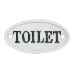Bílá litinová cedulka Toilet - 10*5 cm