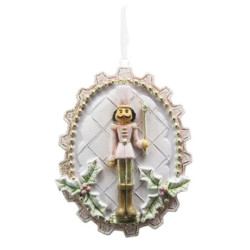 Bílá vánoční závěsná ozdoba Louskáček - 6*1*8 cm