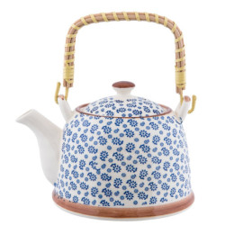 Konvička se sítkem modrá kvítka -  	18*14*12 cm / 0,7L
