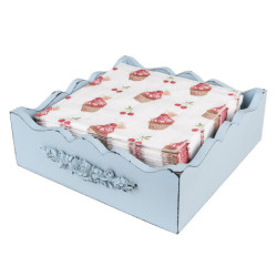 Bílé papírové ubrousky s dortíčky Cherry Cupcake - 33*33 cm (20ks)