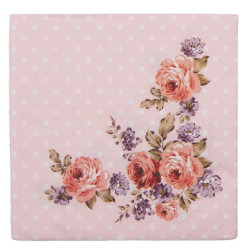 Růžové papírové ubrousky s růžemi Dotty Rose I - 33*33 cm (20ks)