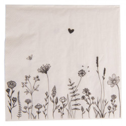 Béžové papírové ubrousky s květinami Flora And Fauna - 33*33 cm (20ks)