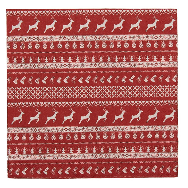 Červené papírové ubrousky Nordic Christmas - 33*33 cm (20ks)