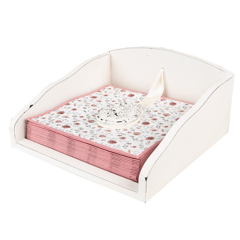 Bílé papírové ubrousky s růžemi Rustic Rose - 33*33 cm (20ks)