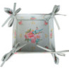 Zelený bavlněný košík na pečivo s květy a ptáčky Cheerful Birdie - 35*35*8 cm