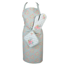 Zelená bavlněná chňapka - rukavice s květy Cheerful Birdie - 18*30 cm