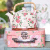 Porcelánová konvička se sítkem růžičky  - Ø 18*14*12 cm / 0,7L