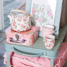 Porcelánová konvička se sítkem růžičky  - Ø 18*14*12 cm / 0,7L