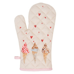 Béžová bavlněná chňapka - rukavice se zmrzlinou Frosty And Sweet  - 18*30 cm