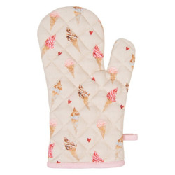 Béžová bavlněná chňapka - rukavice se zmrzlinou Frosty And Sweet  - 18*30 cm