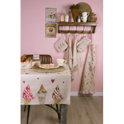 Béžová bavlněná chňapka - rukavice se zmrzlinou Frosty And Sweet  - 18*30 cm