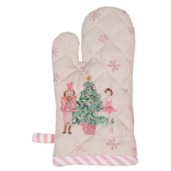 Béžová dětská chňapka - rukavice s Louskáčkem a baletkou Pastel Nutcracker - 12*21 cm