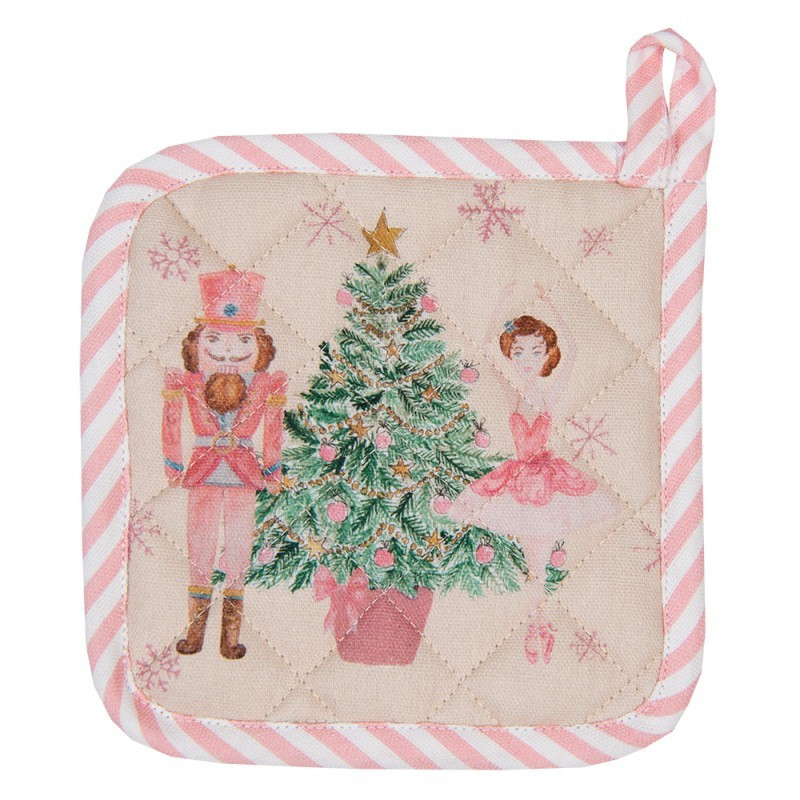 Béžová dětská chňapka - podložka s Louskáčkem a baletkou Pastel Nutcracker - 16*16 cm