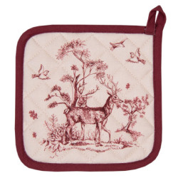 Béžová bavlněná chňapka - podložka s jelenem Pretty Forest - 20*20 cm