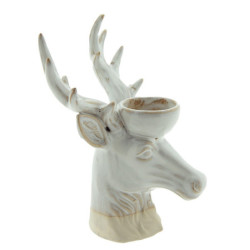 Béžový porcelánový svícen na čajovou svíčku Jelen Chrie - 15*12*21 cm