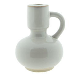 Béžový porcelánový svícen na úzkou svíčku Chrie - Ø 9*10 cm
