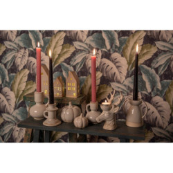 Béžový porcelánový svícen na úzkou svíčku Chrie - Ø10*14 cm