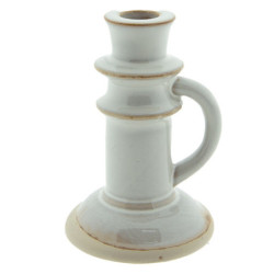 Béžový porcelánový svícen na úzkou svíčku Chrie - Ø10*14 cm