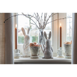 Béžový porcelánový svícen na úzkou svíčku Chrie - Ø 9*10 cm
