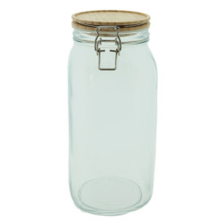 Skleněná dóza s bambusovým víkem - Ø11*25 cm / 2.1l