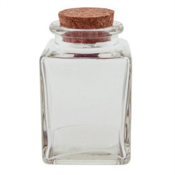 Skleněná dóza / kořenka s korkovým víkem  - 5*5*8 cm / 90 ml