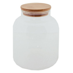 Skleněná skladovací nádoba s bambusovým víčkem - Ø 12*15 cm / 1.2 l