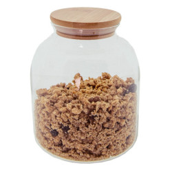Skleněná skladovací nádoba s bambusovým víčkem - Ø 12*15 cm / 1.2 l