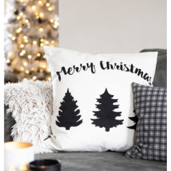 Bílý povlak na polštář se stromky Black&White X-Mas - 45*45 cm