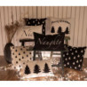 Bílý povlak na polštář se stromky Black&White X-Mas - 45*45 cm