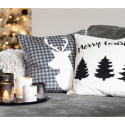 Bílý povlak na polštář se stromky Black&White X-Mas - 45*45 cm