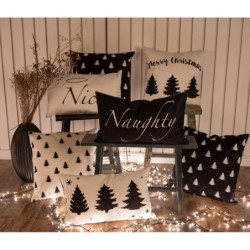 Černý povlak na polštář se stromky Black&White X-Mas - 45*45 cm