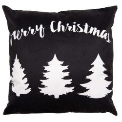 Černý povlak na polštář se stromky Black&White X-Mas - 45*45 cm