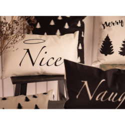 Bílo-černý povlak na polštář Naughty a Nice z Black&White X-Mas - 30*50 cm