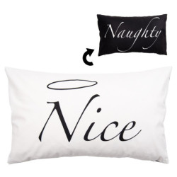 Bílo-černý povlak na polštář Naughty a Nice z Black&White X-Mas - 30*50 cm