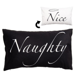 Bílo-černý povlak na polštář Naughty a Nice z Black&White X-Mas - 30*50 cm
