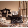 Bílo-černý povlak na polštář se stromky Believe Black&White X-Mas - 30*50 cm