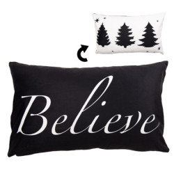 Bílo-černý povlak na polštář se stromky Believe Black&White X-Mas - 30*50 cm