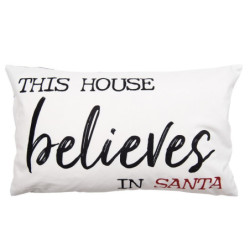 Bílo-černý povlak na polštář s nápisem Believes in Santa Black&White X-Mas - 30*50 cm