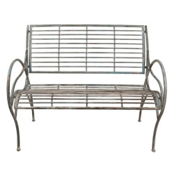Modro-šedá kovová zahradní lavice - 106*56*92 cm