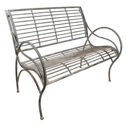 Modro-šedá kovová zahradní lavice - 106*56*92 cm