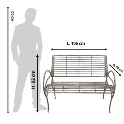Modro-šedá kovová zahradní lavice - 106*56*92 cm