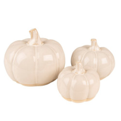 Béžová  porcelánová dekorace dýně Chrie L - Ø 11*10 cm