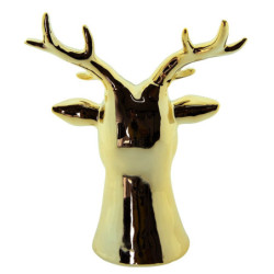 Zlatá porcelánová dekorace Jelen S  - 7*6*12 cm