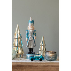 Zlatý porcelánový dekorační vánoční stromek - Ø 9*24 cm
