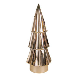 Zlatý porcelánový dekorační vánoční stromek - Ø 6*16 cm