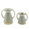 Béžový porcelánový svícen na úzkou svíčku Chrie - 12*8*13 cm