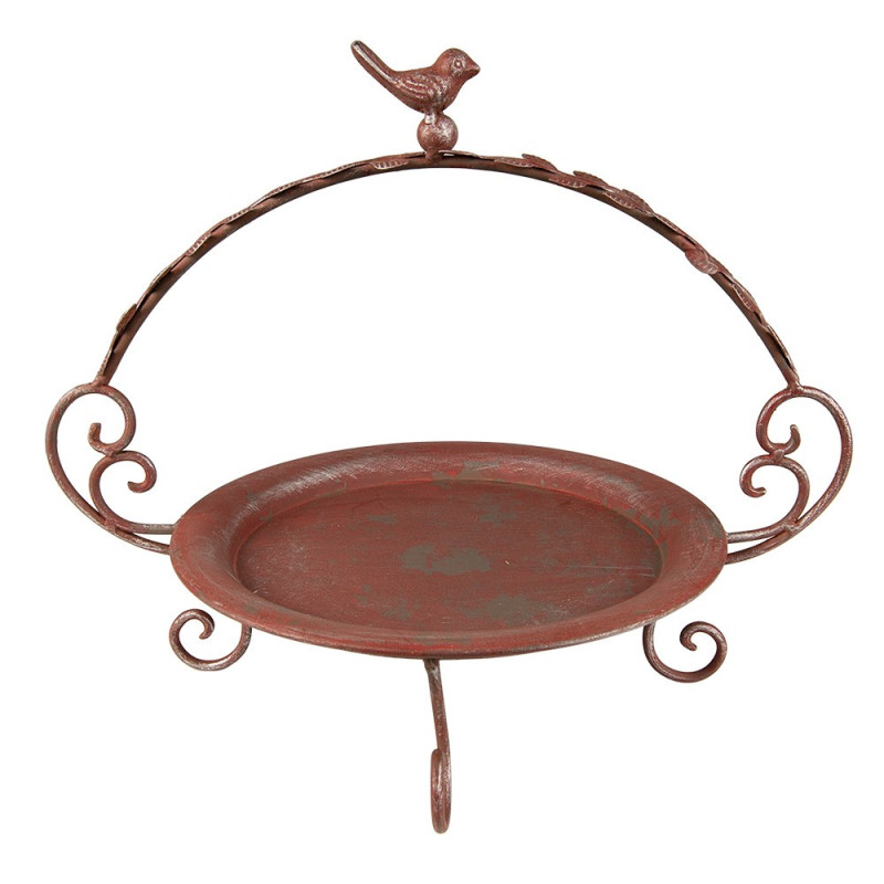 Červeno-zelený kovový etažér s ptáčkem - 35*27*30 cm