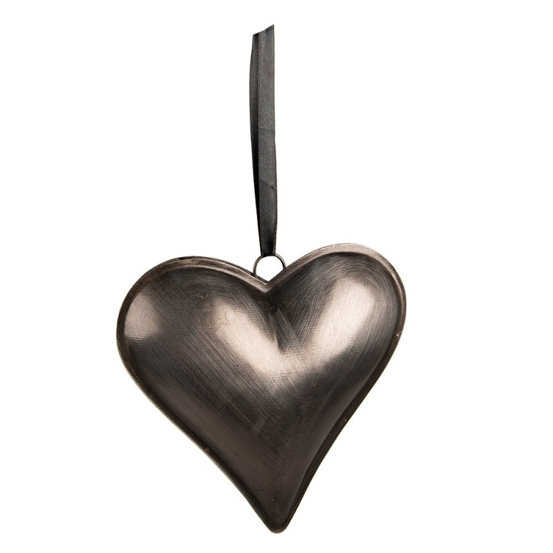 Šedé antik závěsné kovové srdce L - 23*4*22 cm