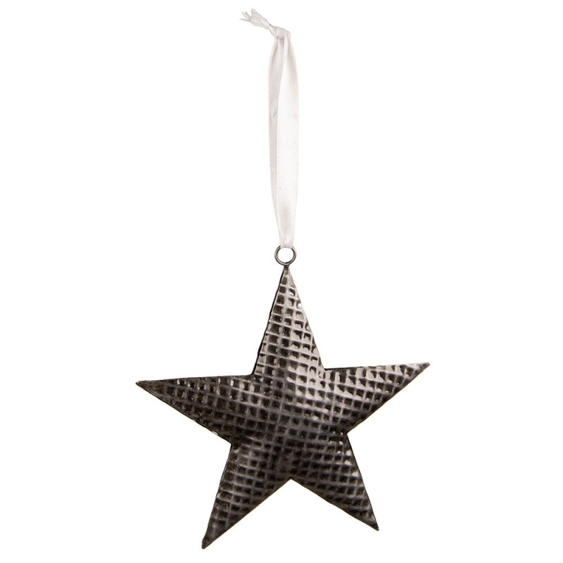 Šedá antik závěsná kovová hvězda Herli - 15*3*15 cm