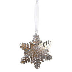 Stříbrná antik kovová závěsná vločka - 13*2*16 cm